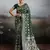green silk blend woven saree with blouse