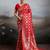 Red silk blend woven saree with blouse