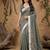 Grey linen cotton zari work saree with blouse