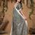 Grey linen cotton zari work saree with blouse