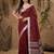 Maroon linen cotton zari work saree with blouse