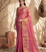 Magenta tissue silk woven saree with blouse