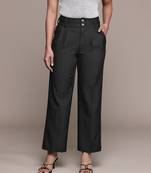Black Viscose straight trouser