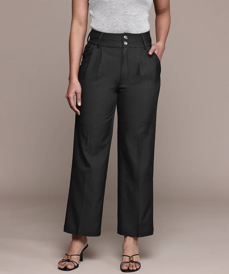 Black Viscose straight trouser