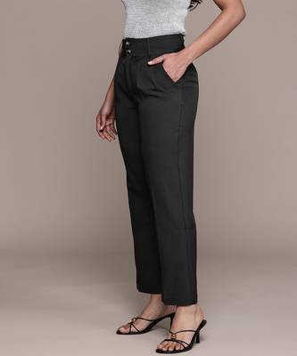 Black Viscose straight trouser 2