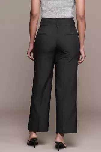Black Viscose straight trouser