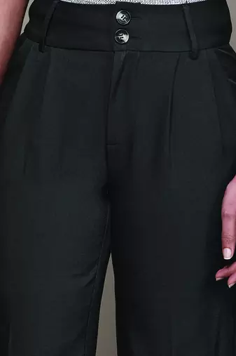 Black Viscose straight trouser