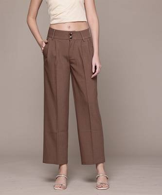 Brown Viscose straight trouser 1