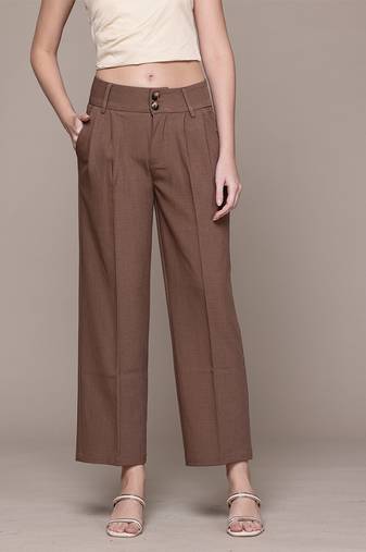 Brown Viscose straight trouser
