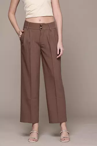 Brown Viscose straight trouser