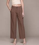 Brown Viscose straight trouser