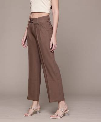 Brown Viscose straight trouser 2