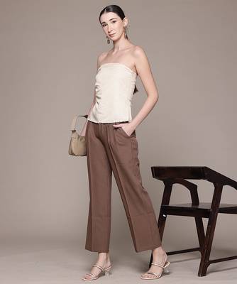 Brown Viscose straight trouser 4