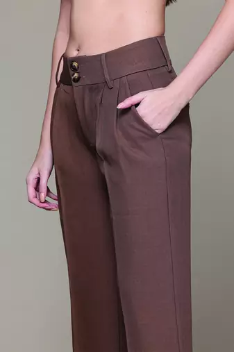Brown Viscose straight trouser