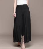 Black cotton viscose flared palazzo
