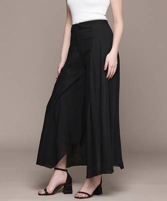 Black cotton viscose flared palazzo 2