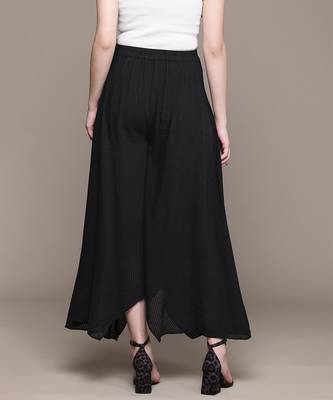Black cotton viscose flared palazzo 3