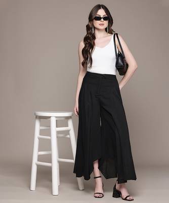 Black cotton viscose flared palazzo 4