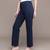 Navy blue Viscose straight trouser