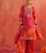 Designer pink ethnic kurta sharara set with heavy embroidery & dupatta