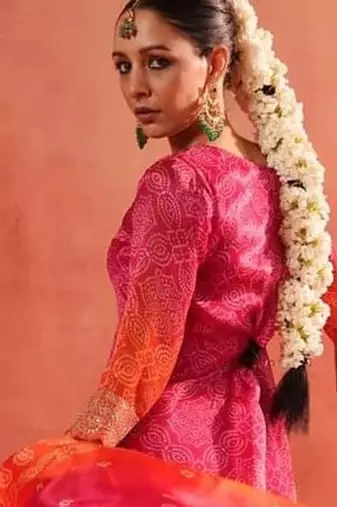 Designer pink ethnic kurta sharara set with heavy embroidery & dupatta