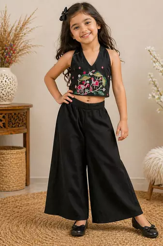 Premium pure cotton fabric with hand work kids co-ord set