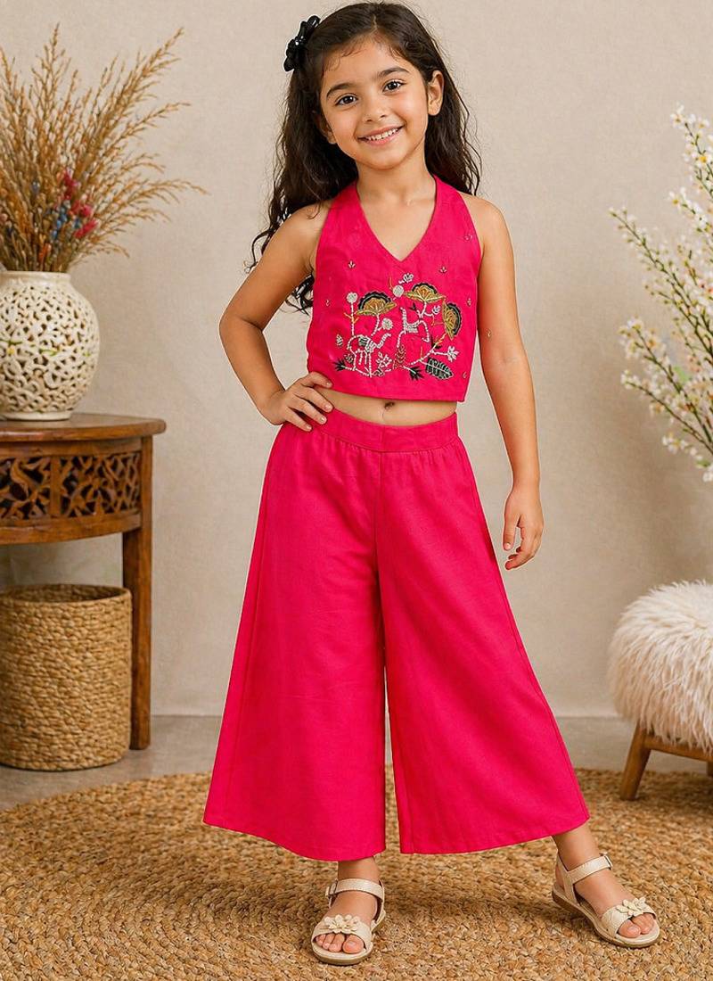 Premium pure cotton fabric with hand work kids co-ord set