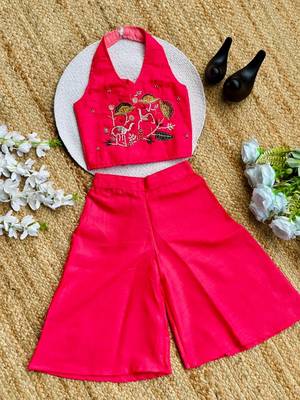 Premium pure cotton fabric with hand work kids co-ord set 2