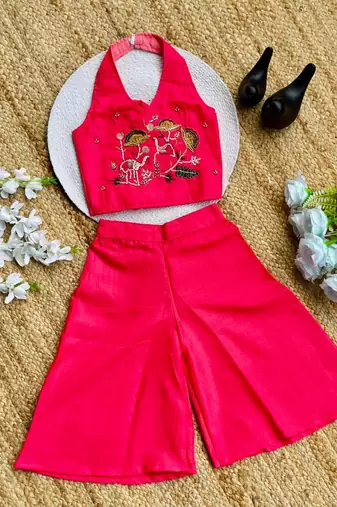 Premium pure cotton fabric with hand work kids co-ord set