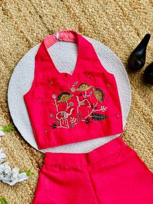 Premium pure cotton fabric with hand work kids co-ord set 3