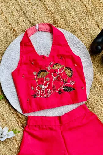 Premium pure cotton fabric with hand work kids co-ord set