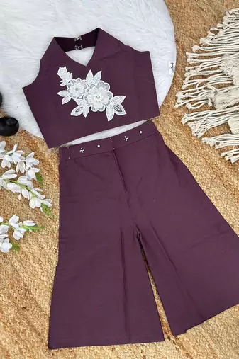 Pure khadi cotton with patch work kids summer co-ord set