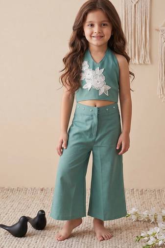 Pure khadi cotton with patch work kids summer co-ord set