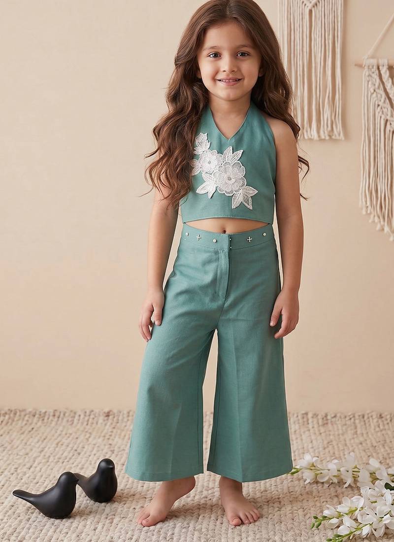 Pure khadi cotton with patch work kids summer co-ord set