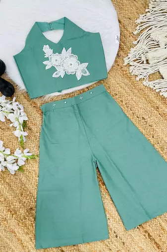 Pure khadi cotton with patch work kids summer co-ord set