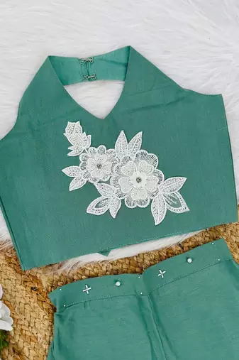Pure khadi cotton with patch work kids summer co-ord set