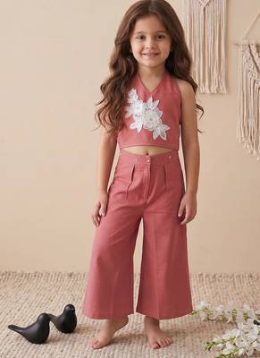 Pure khadi cotton with patch work kids summer co-ord set 1