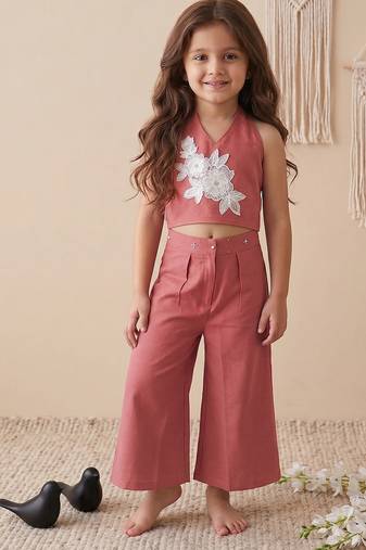 Pure khadi cotton with patch work kids summer co-ord set
