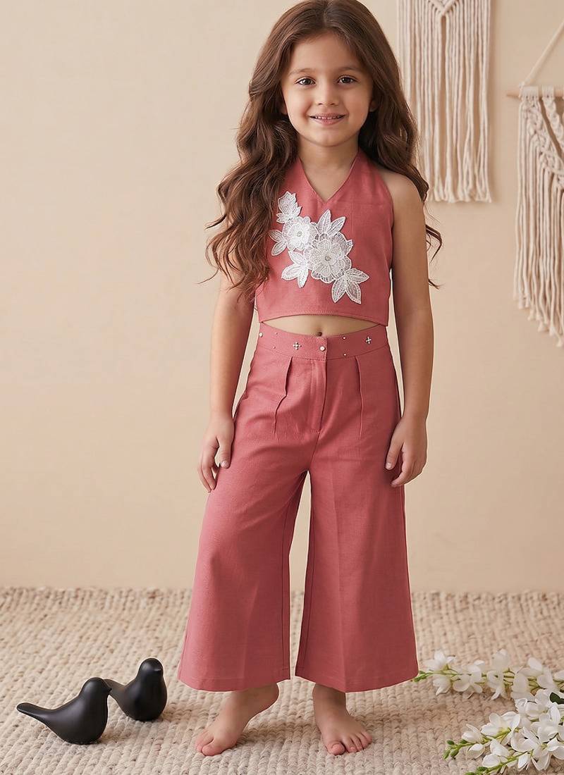 Pure khadi cotton with patch work kids summer co-ord set