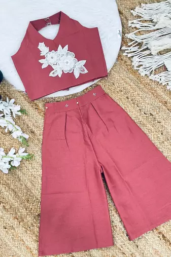 Pure khadi cotton with patch work kids summer co-ord set