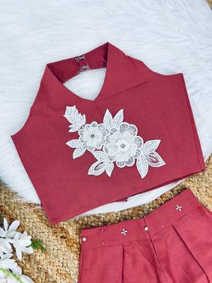 Pure khadi cotton with patch work kids summer co-ord set 3