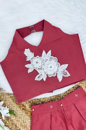Pure khadi cotton with patch work kids summer co-ord set