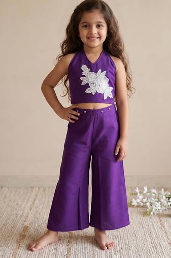 Pure khadi cotton with patch work kids summer co-ord set