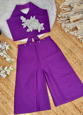 Pure khadi cotton with patch work kids summer co-ord set 2