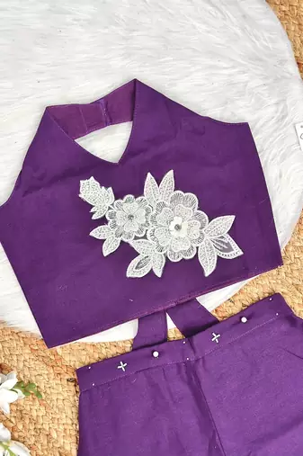Pure khadi cotton with patch work kids summer co-ord set
