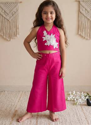 Pure khadi cotton with patch work kids summer co-ord set 1