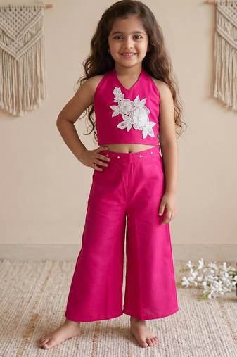 Pure khadi cotton with patch work kids summer co-ord set