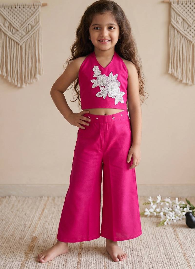 Pure khadi cotton with patch work kids summer co-ord set