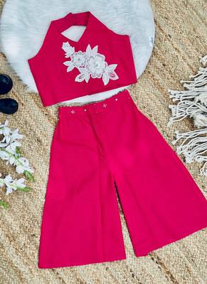 Pure khadi cotton with patch work kids summer co-ord set 2