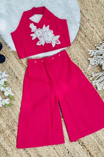 Pure khadi cotton with patch work kids summer co-ord set